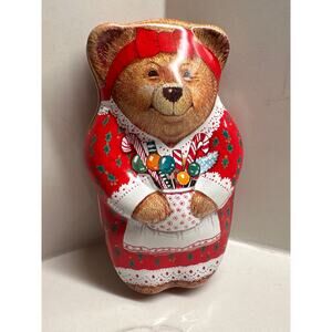 Vintage Christmas Teddy Bear Tin Candy Apron Holiday Collectible